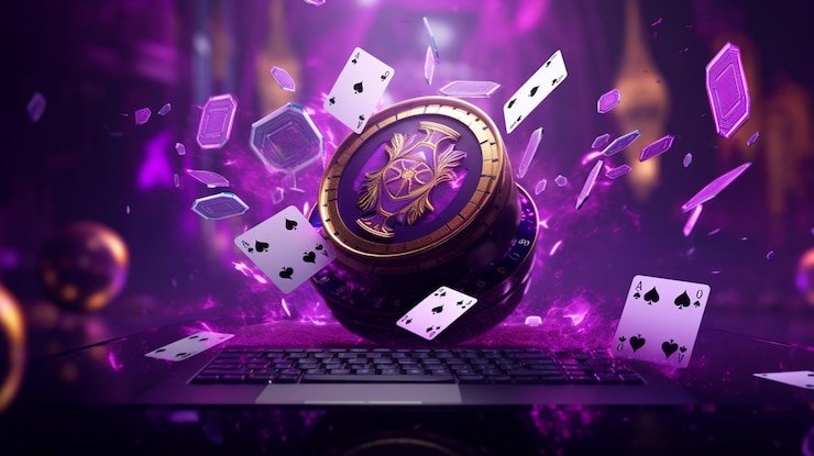 Mesin slot digital dengan warna cerah dan efek animasi memikat di layar smartphone